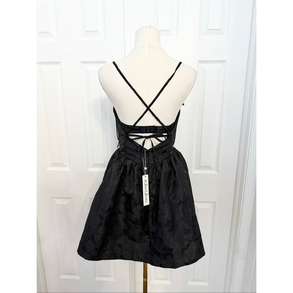 For Love and Lemons Womens Black Floral Jacquard Faith Mini Dress Small NWT - Picture 3 of 6